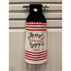 Crochet Top Kitchen Towel- Merry Everything & Happy Always
